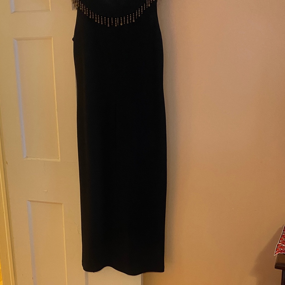 Scarlett Black Midi Dress with Gold Accents - Picture 2 of 5
